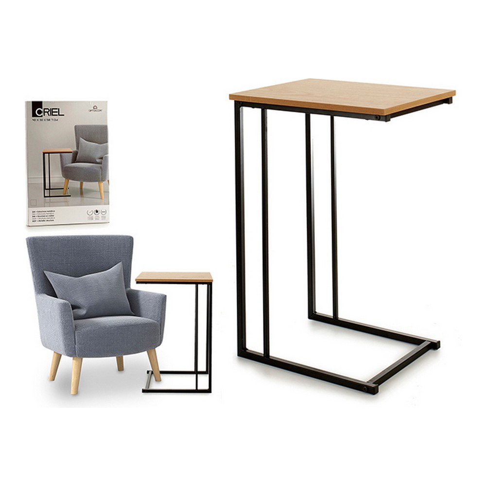 Tavolo aggiuntivo Marrone Nero Metallo Legno di pino (30 x 60 x 40 cm)