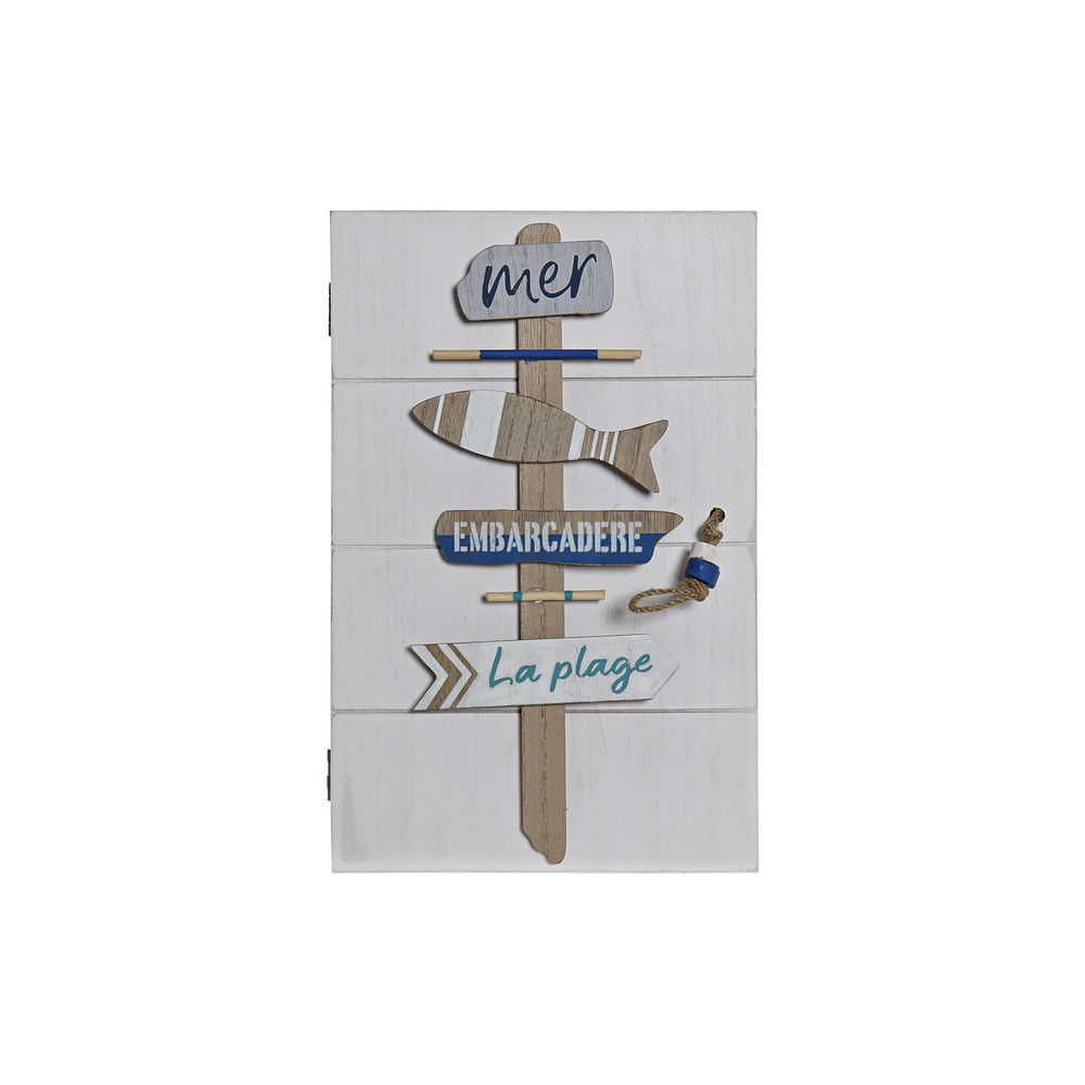 Armadietto portachiavi DKD Home Decor Bianco Legno MDF (19 x 7 x 30 cm)