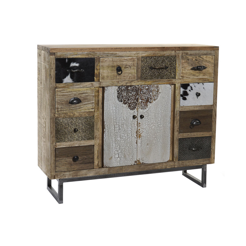 Credenza DKD Home Decor Pelle Ottone Legno di mango (108 x 31 x 91 cm)