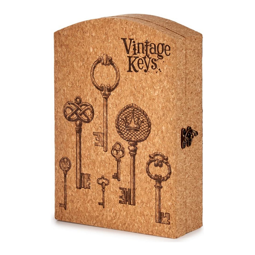 Armadietto portachiavi Vintage Keys Marrone MDF Sughero (20 x 7,5 x 29 cm)