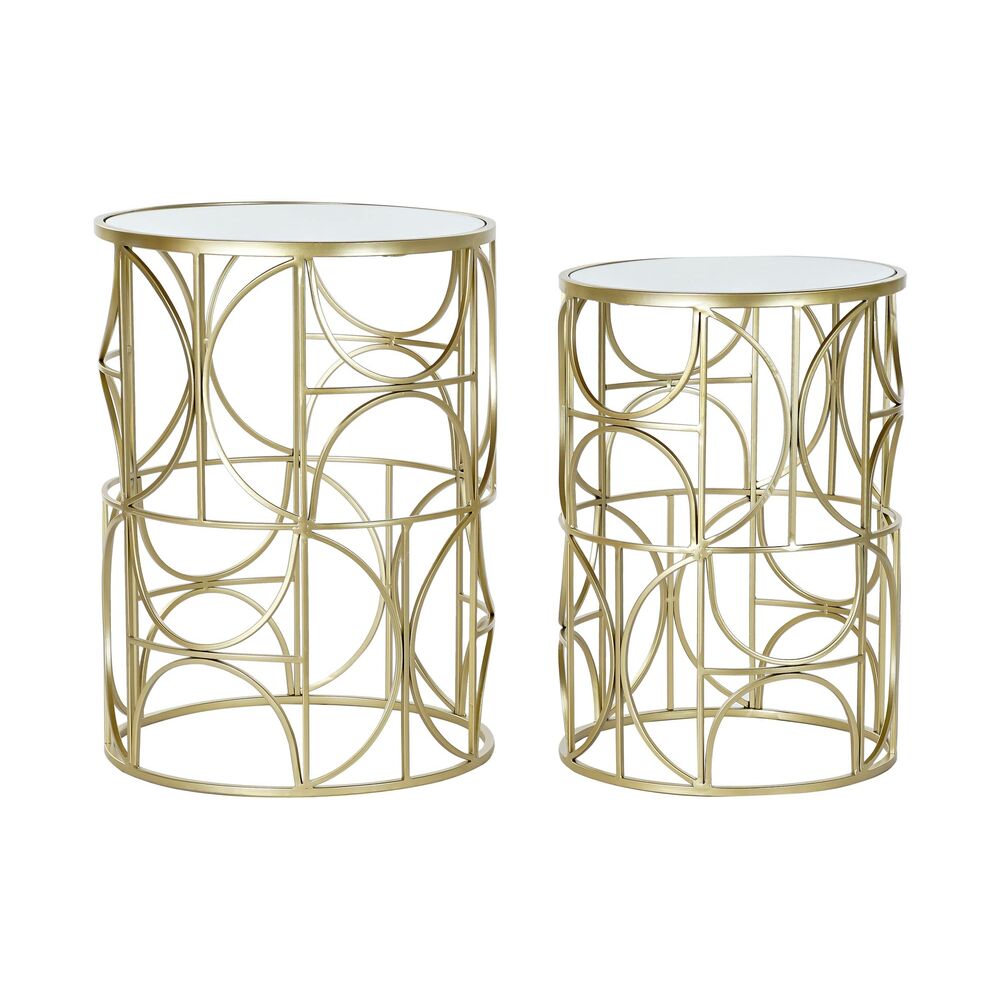 Set di 2 Tavolini DKD Home Decor Specchio Dorato Metallo (41 x 41 x 56 cm) (2 pcs)