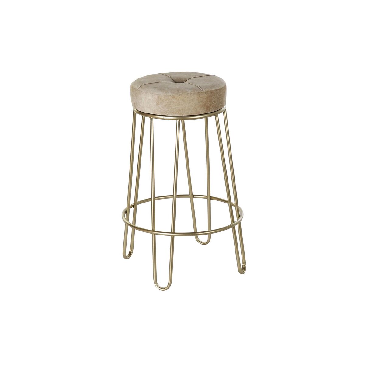Sgabello DKD Home Decor Beige Dorato Metallo Poliestere (47 x 47 x 73 cm)