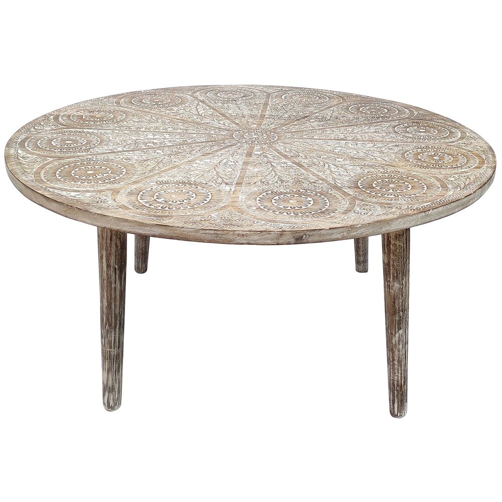 Tavolo aggiuntivo DKD Home Decor Naturale Legno di mango Indiano (90 x 90 x 45 cm)