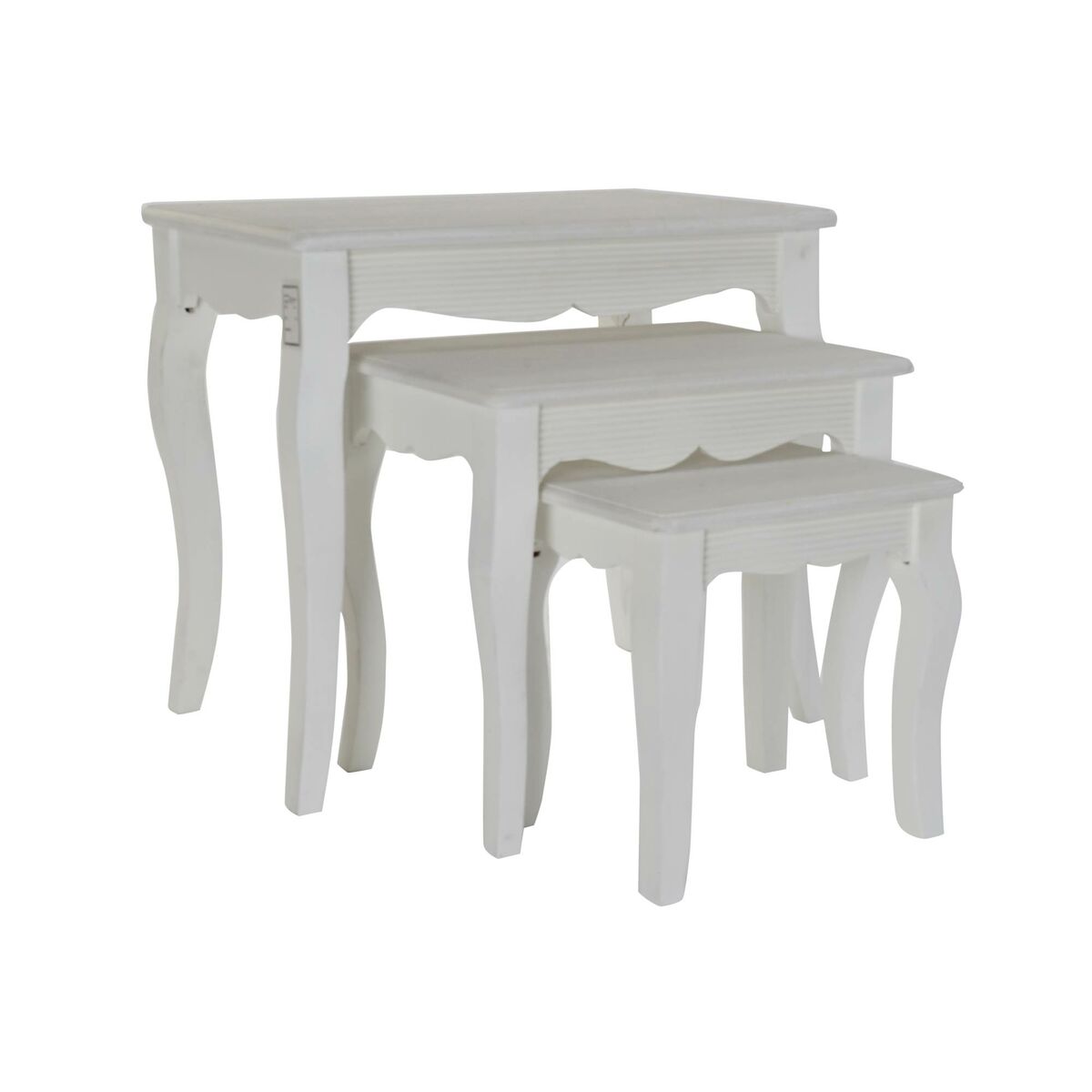 Set di 3 Tavolini DKD Home Decor Legno MDF Bianco Tradizionale (53 x 35 x 47 cm)