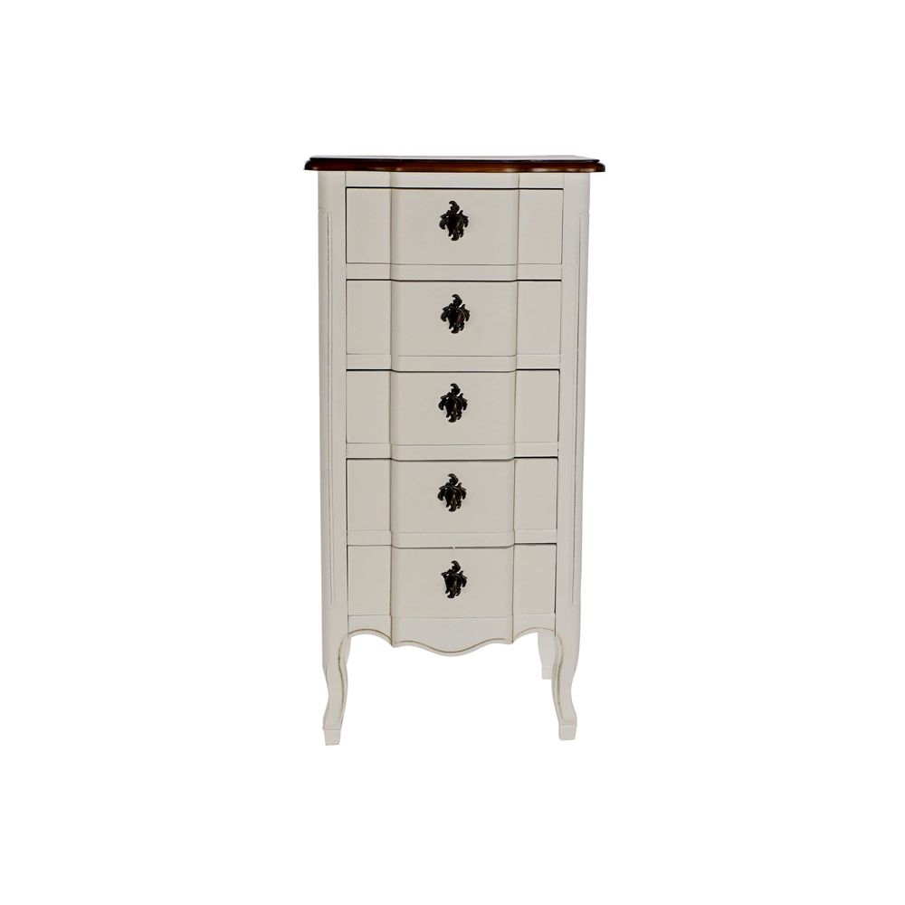 Cassettiera con 5 Cassetti DKD Home Decor   Marrone Bianco Marrone scuro Legno di  paulownia (47 x 35 x 100 cm)