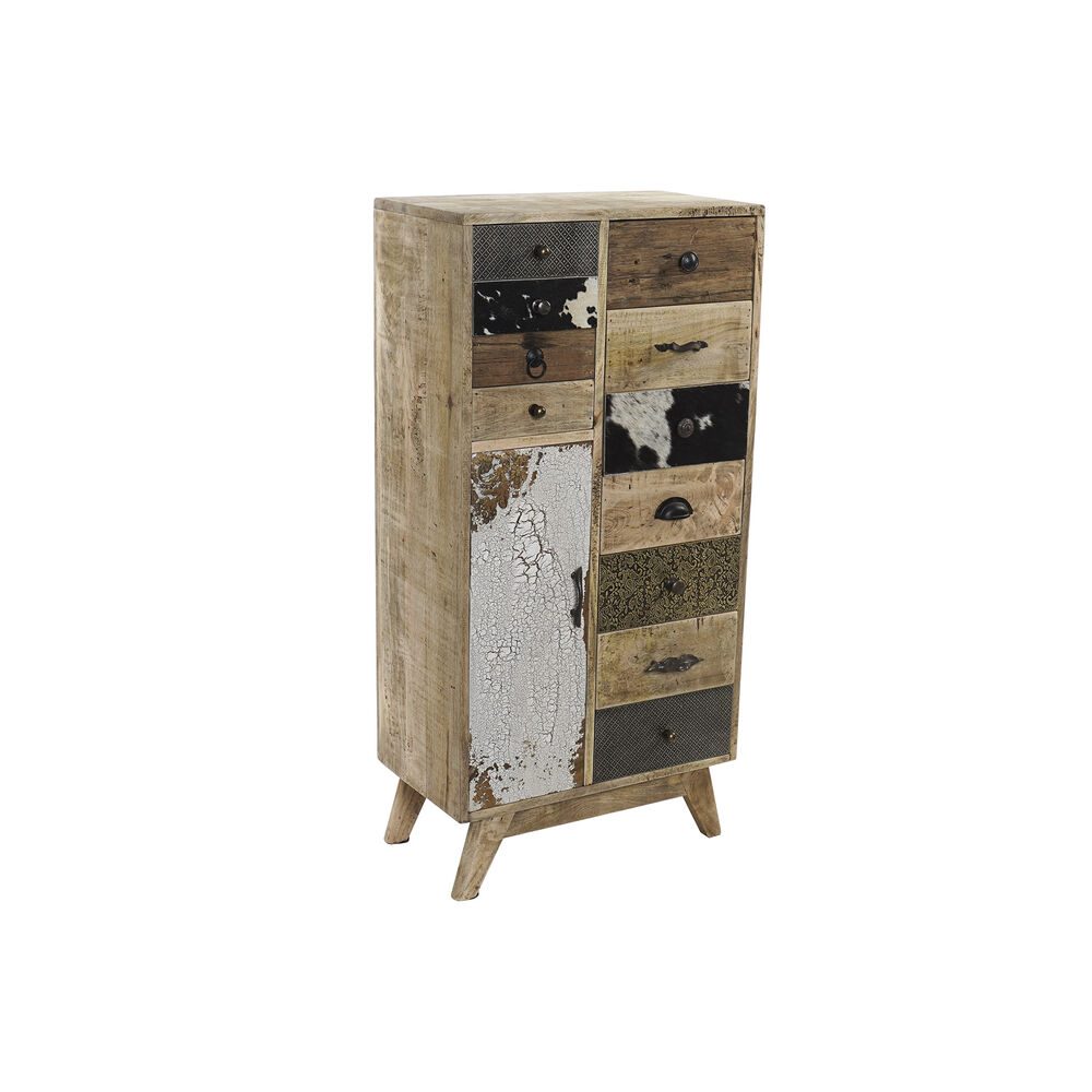 Cassettiera DKD Home Decor Metallo Pelle Ottone Legno di mango (55 x 30 x 110 cm)