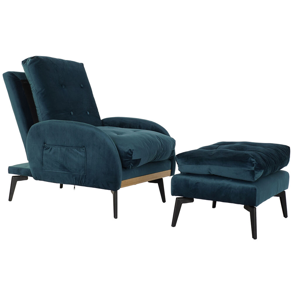 Divano Letto DKD Home Decor Nero Metallo Turchese Poliestere 2 pcs (74 x 85 x 80 cm)