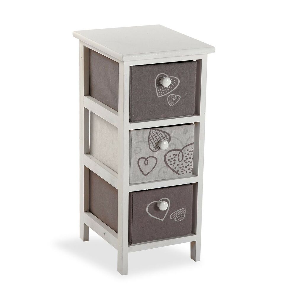 Cassettiera Versa Cozy 3 cassetti Cuori Legno MDF (30 x 56 x 25 cm)