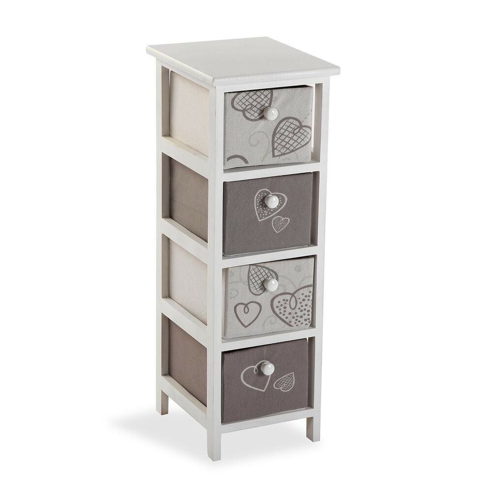 Cassettiera Versa Cozy 4 casseti Cuori Legno MDF (30 x 72 x 25 cm)