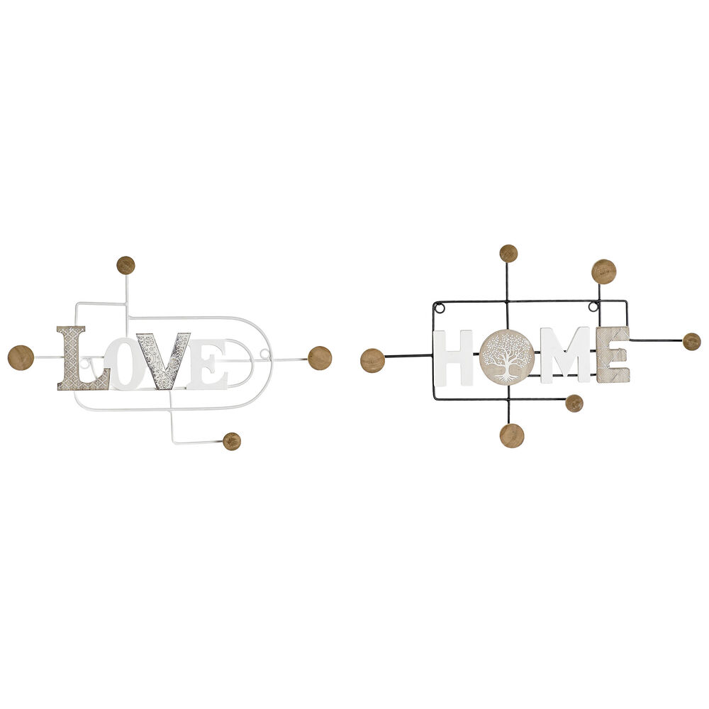 Appendiabiti da parete DKD Home Decor Metallo Legno MDF Boho (51 x 5 x 30 cm) (2 pcs)