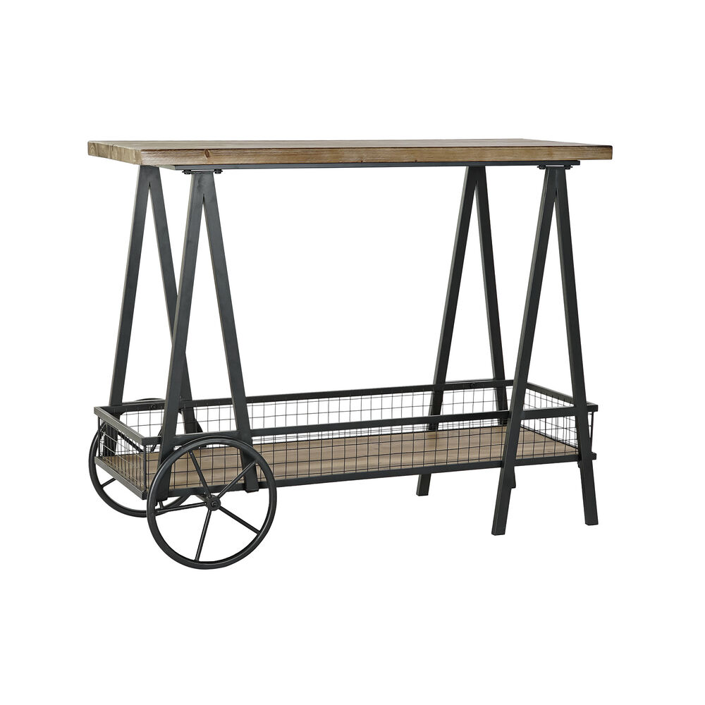 Tavolo aggiuntivo DKD Home Decor S3022889 Abete Naturale Nero Metallo (100 x 45 x 81 cm)