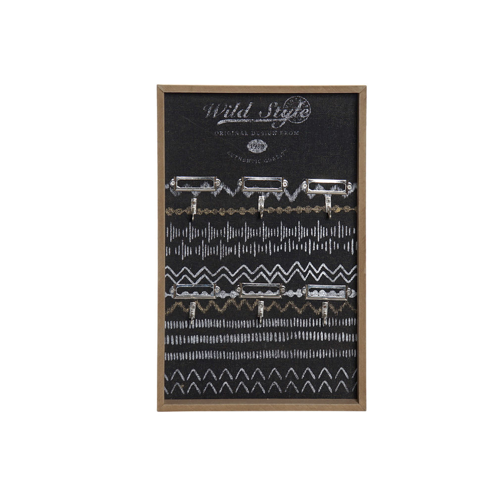 Armadietto portachiavi DKD Home Decor Nero Metallo Legno MDF (24 x 4 x 38 cm)