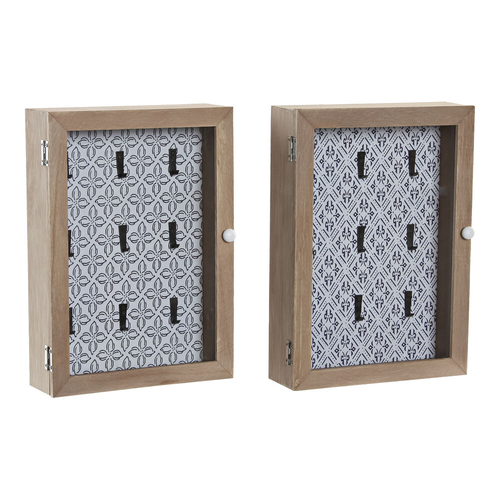 Armadietto portachiavi DKD Home Decor Azzurro Legno MDF (2 pcs) (20 x 6 x 28 cm)