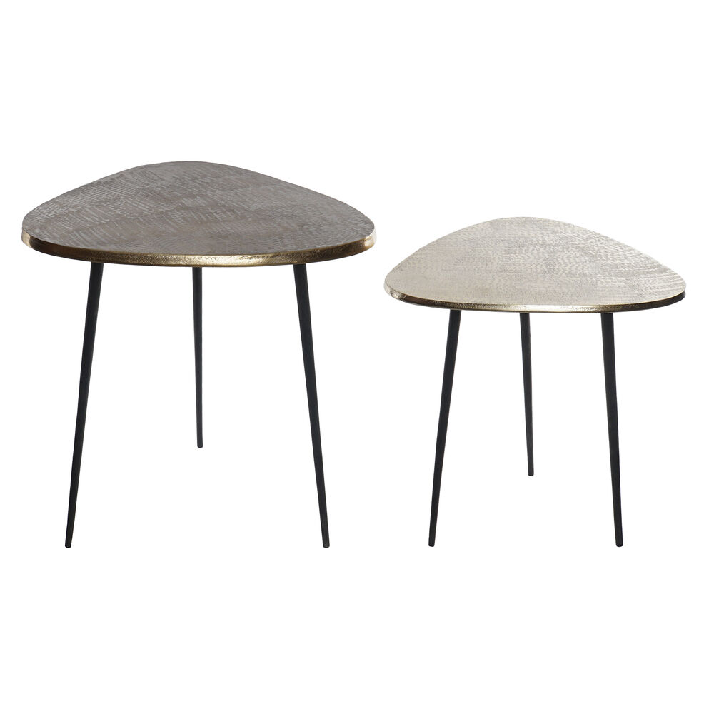 Tavolo aggiuntivo DKD Home Decor Nero Alluminio Dorato Rame Chiaro (2 pcs)