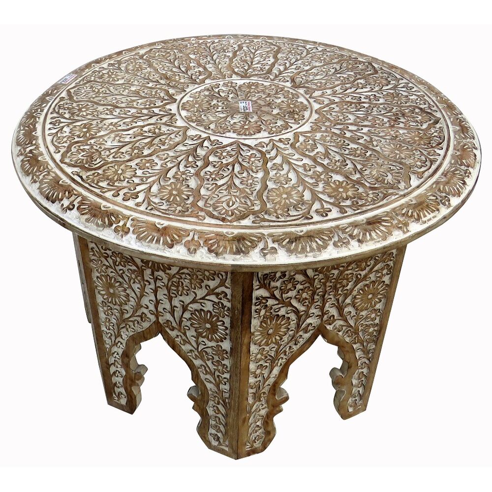 Tavolo aggiuntivo DKD Home Decor Bianco Legno di mango (2 pcs) (70 x 70 x 47 cm)