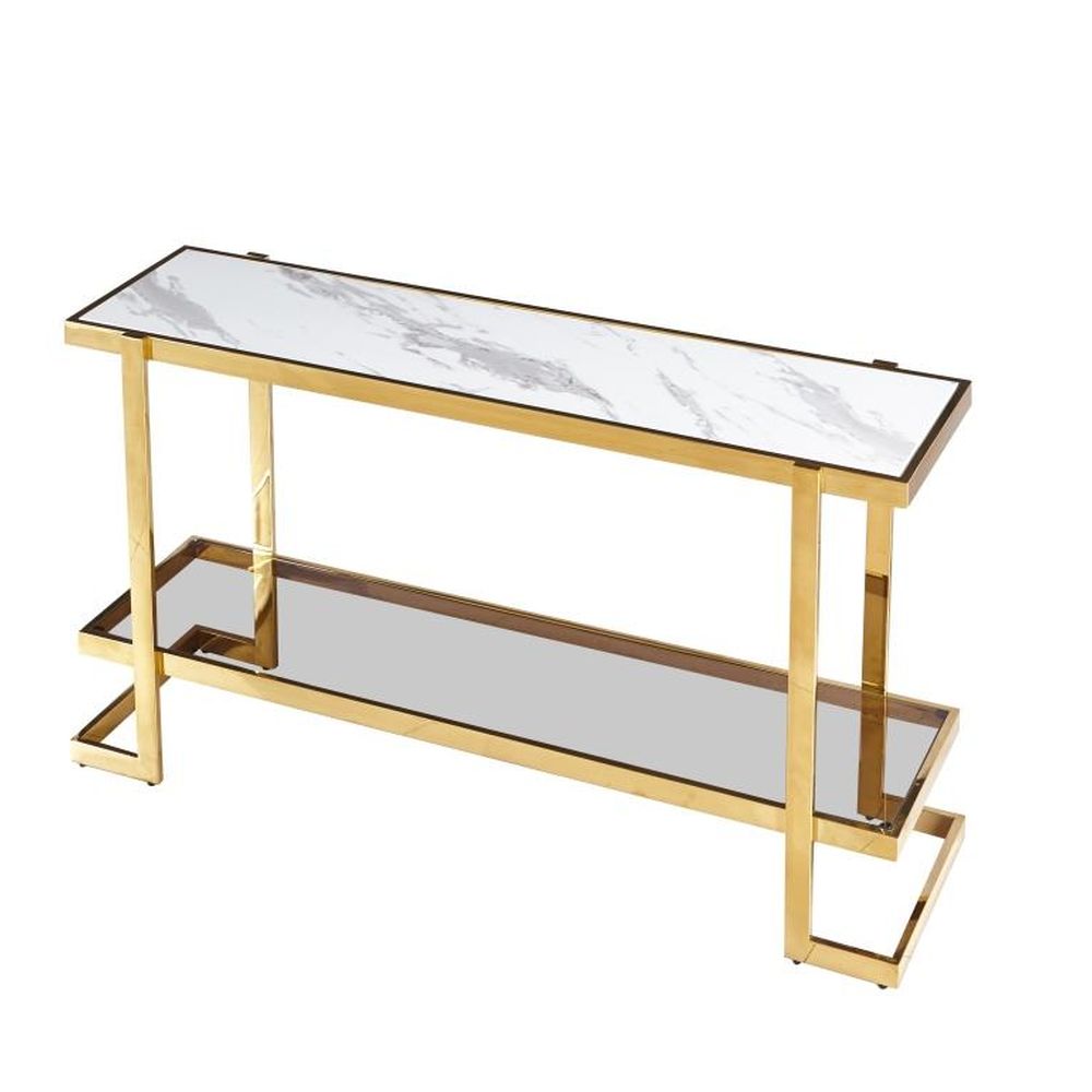 Ingresso DKD Home Decor Marmo Acciaio Dorato (140 x 36 x 78 cm)