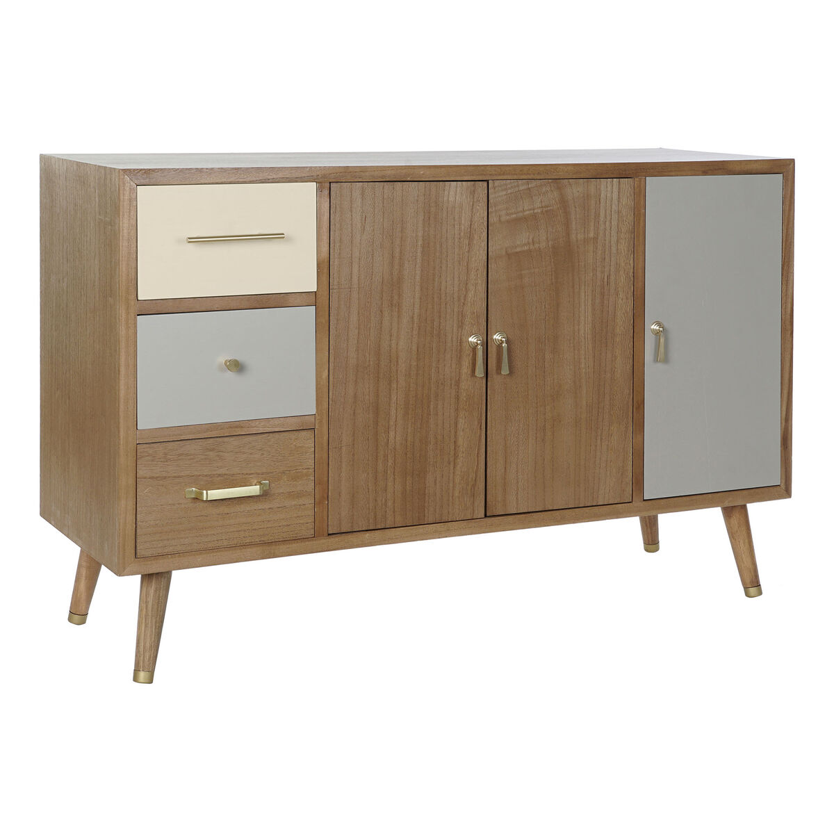 Mobile TV DKD Home Decor 8424001796830 Naturale Grigio Metallo Crema