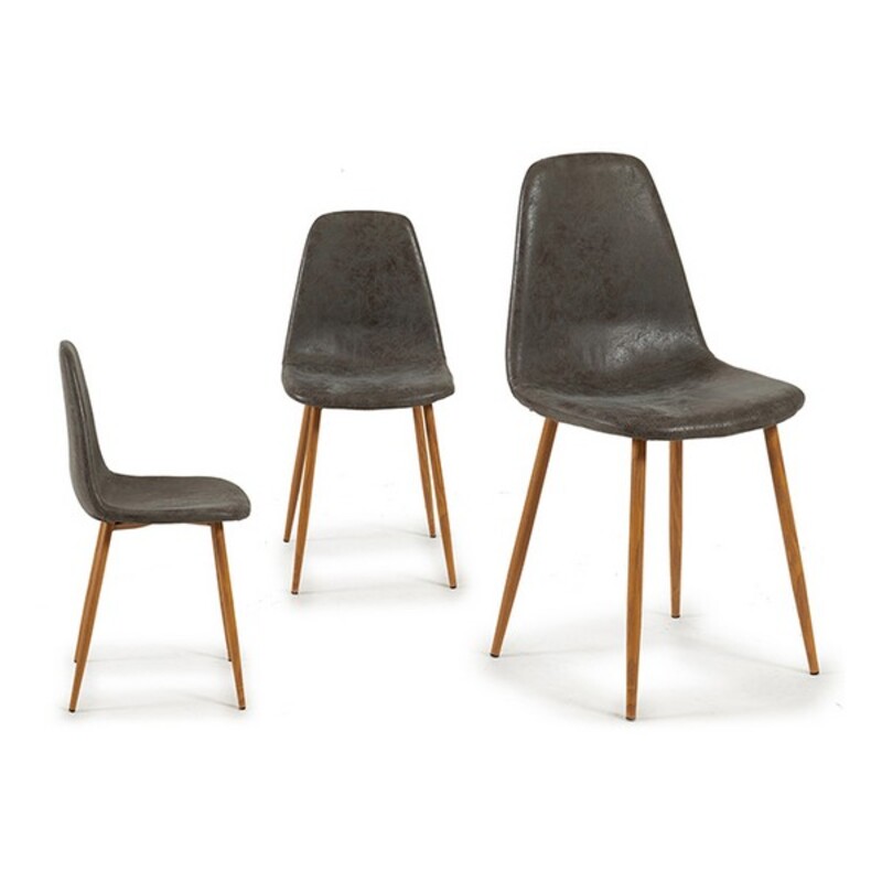 Sedia da Sala da Pranzo Grigio Pelle Scuro (51 x 86 x 44 cm)