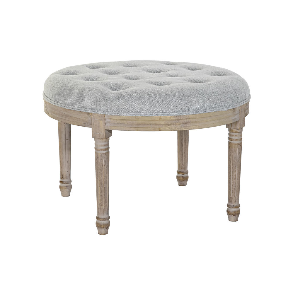 Panca DKD Home Decor Grigio Lino Legno d'albero della gomma (70 x 70 x 48 cm)