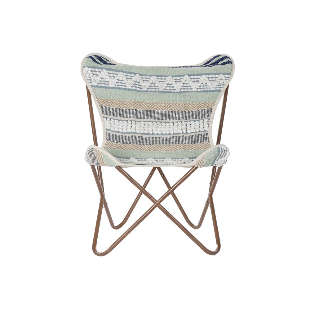 Sedia DKD Home Decor 8424001814336 Azzurro Cotone Bianco Verde Ferro (74 cm) (74 x 65 x 90 cm)