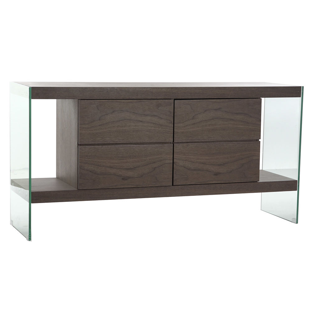 Credenza DKD Home Decor S3022481 Cristallo Marrone Trasparente MDF legno di noce (160 x 45 x 80 cm)