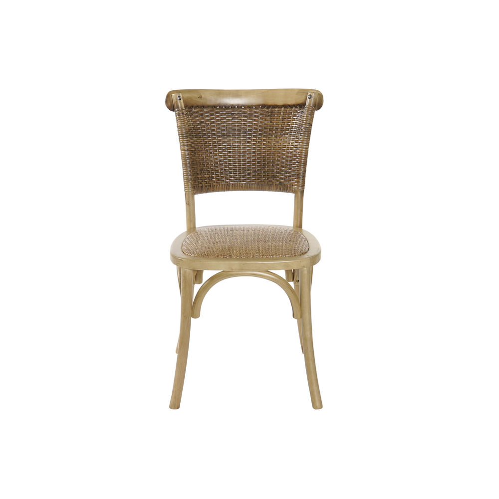 Sedia da Sala da Pranzo DKD Home Decor Rattan Legno di olmo (49 x 45 x 87.5 cm)