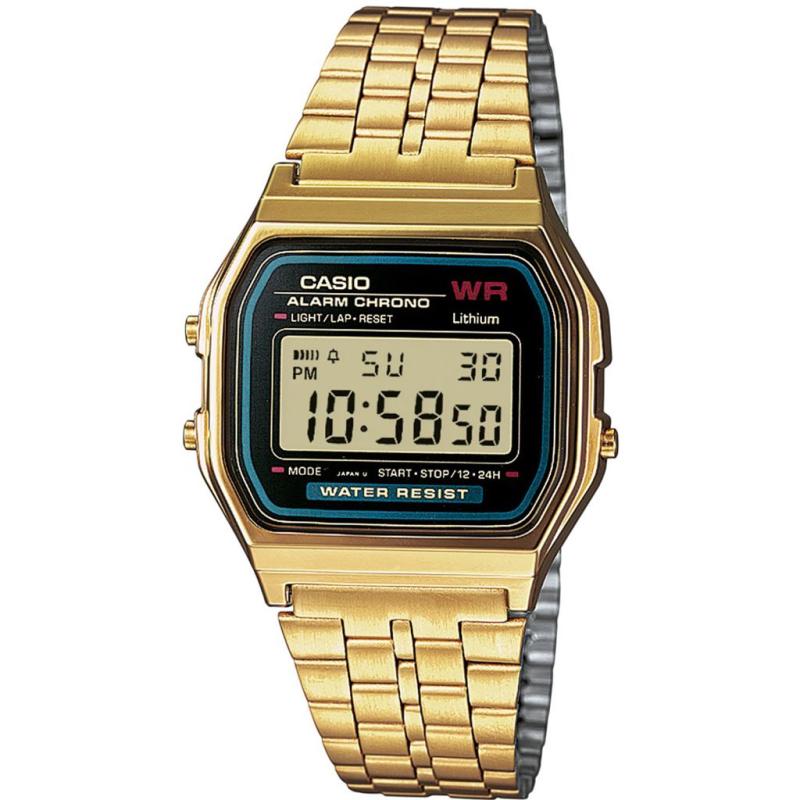 Orologio Unisex Vintage CASIO A159W_M ALARM CHRONO WATER RESIST Cinturino in Acciaio Cassa mm34