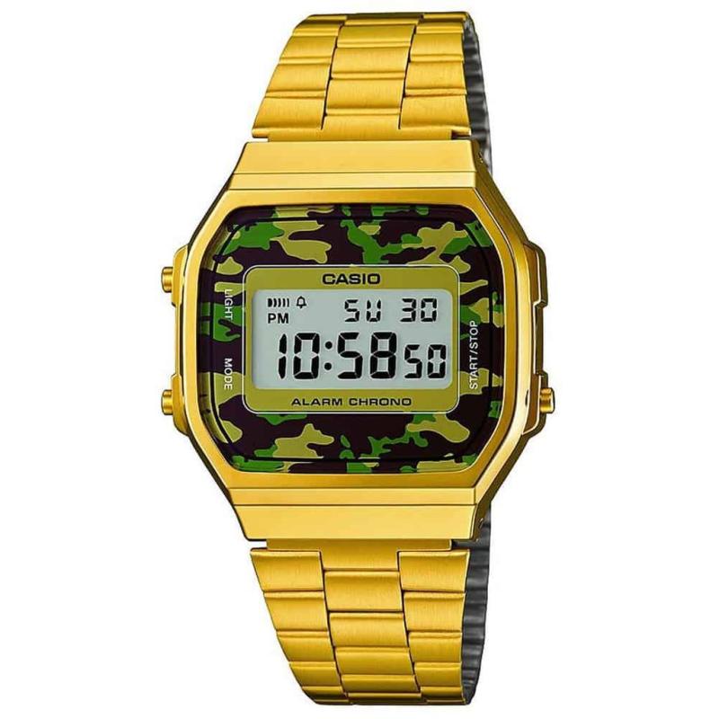 Orologio Unisex Vintage CASIO A168W_M ALARM CHRONO  WATER RESIST Cinturino in Acciaio Cassa mm34