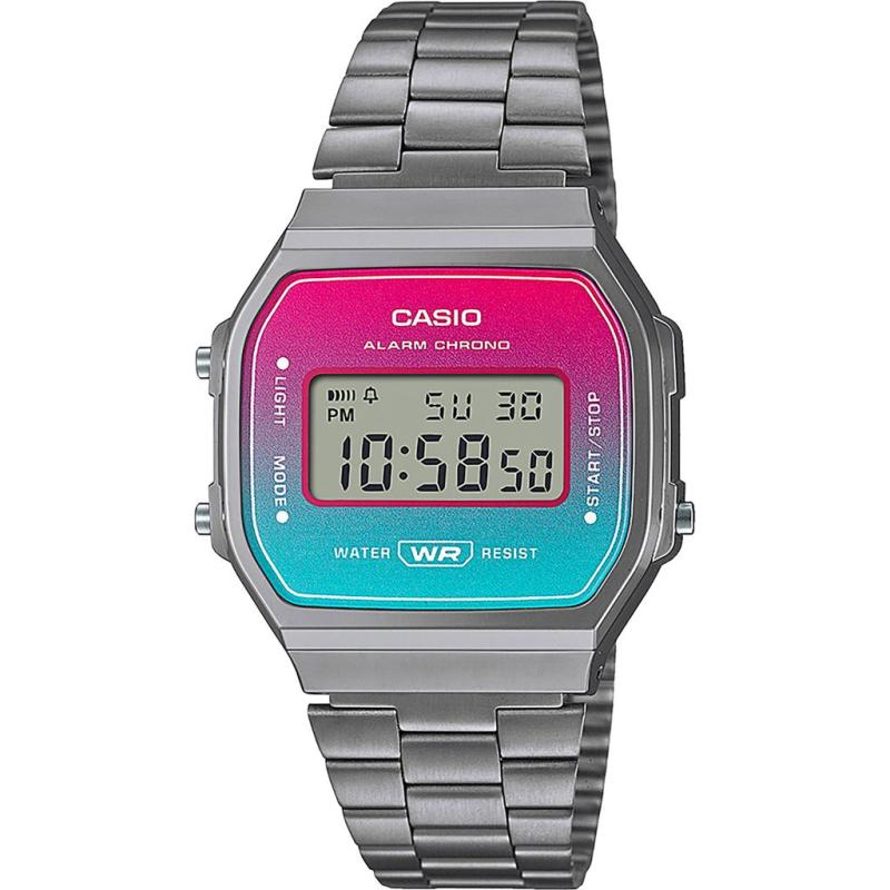 Orologio Unisex Vintage CASIO A168WE_M ALARM CHRONO WATER RESIST Cinturino in Acciaio Cassa mm34