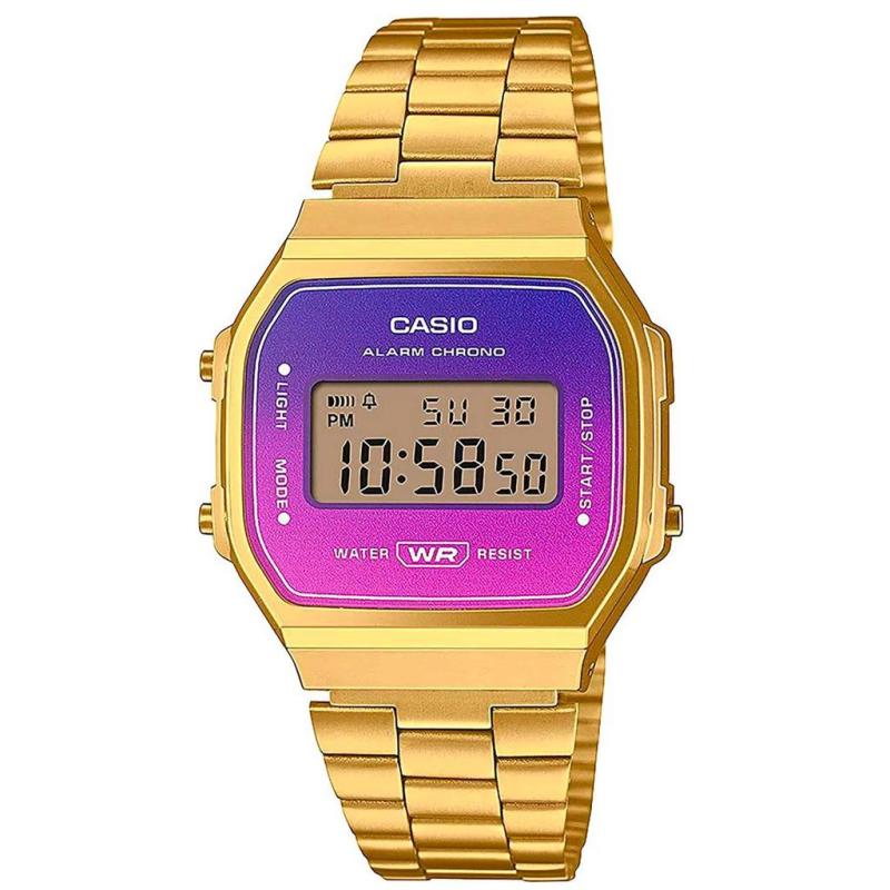 Orologio Unisex Vintage CASIO A168WER_M ALARM CHRONO WATER RESIST Cinturino in Acciaio Cassa mm34