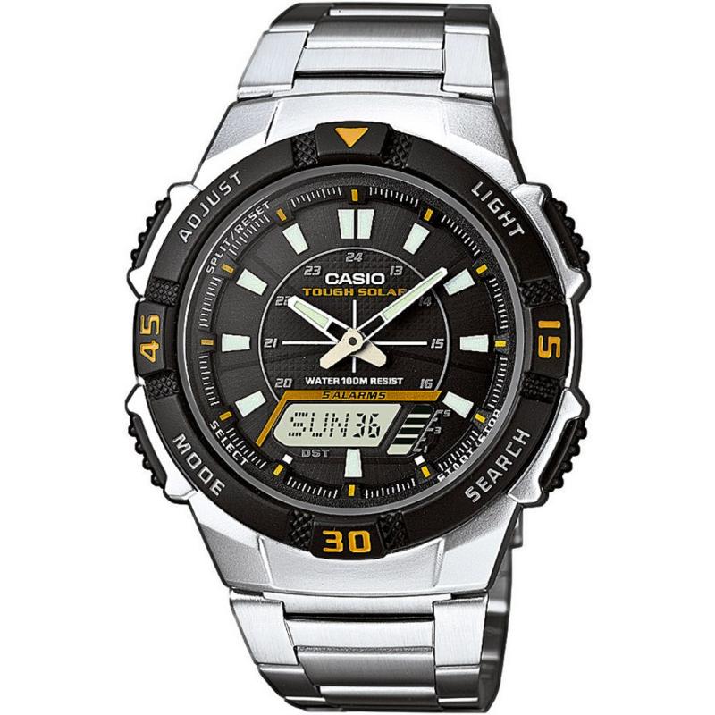 Orologio Uomo CASIO AQ-S8_M TOUG SOLAR CHRONO  WATER 100 MT RESISTENT Cinturino in Acciaio Cassa mm42